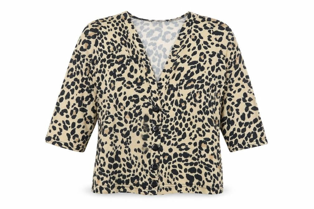 New Look Womens Orange Animal Print  Basic Button-Up Size S