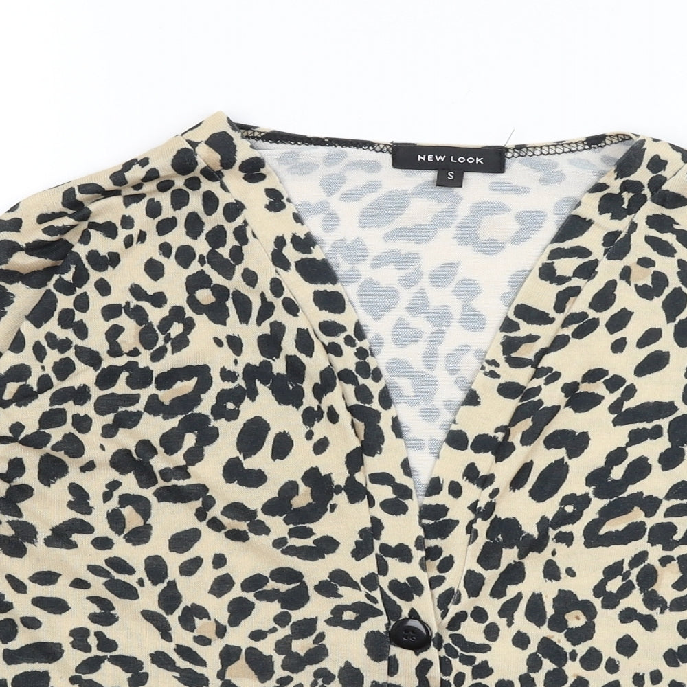 New Look Womens Orange Animal Print  Basic Button-Up Size S
