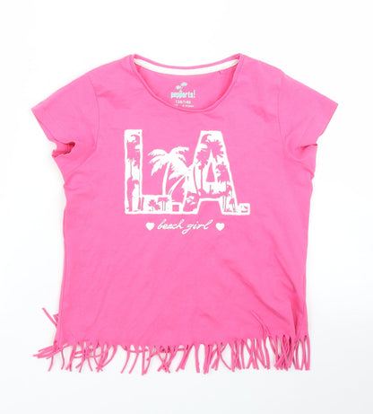Additional front view of Pepperts girls’ pink basic t-shirt, size 9, years