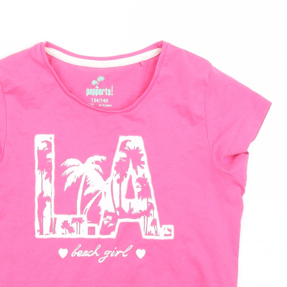 Pepperts Girls Pink   Basic T-Shirt Size 9 Years