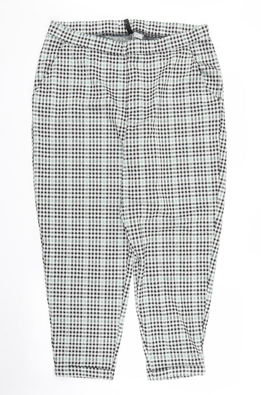 H&M Womens Green Houndstooth  Capri Trousers Size L L27 in
