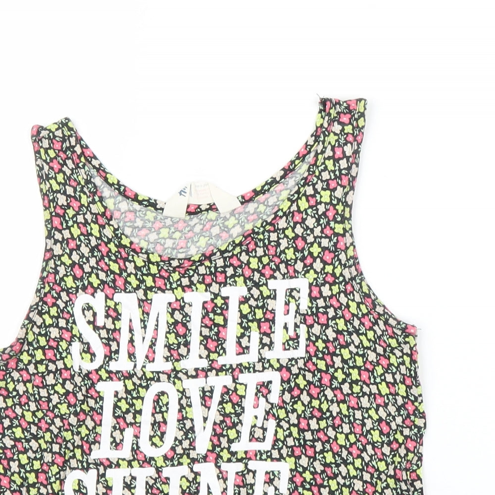 H&M Girls Pink Floral  Basic Tank Size 9 Years