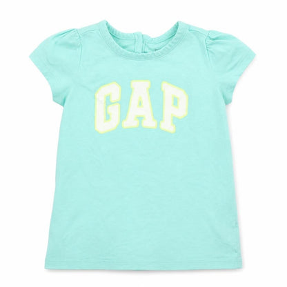 Front view of Gap girls’ green basic t-shirt, size 12, months