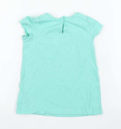 Back view of Gap girls’ green basic t-shirt, size 12, months