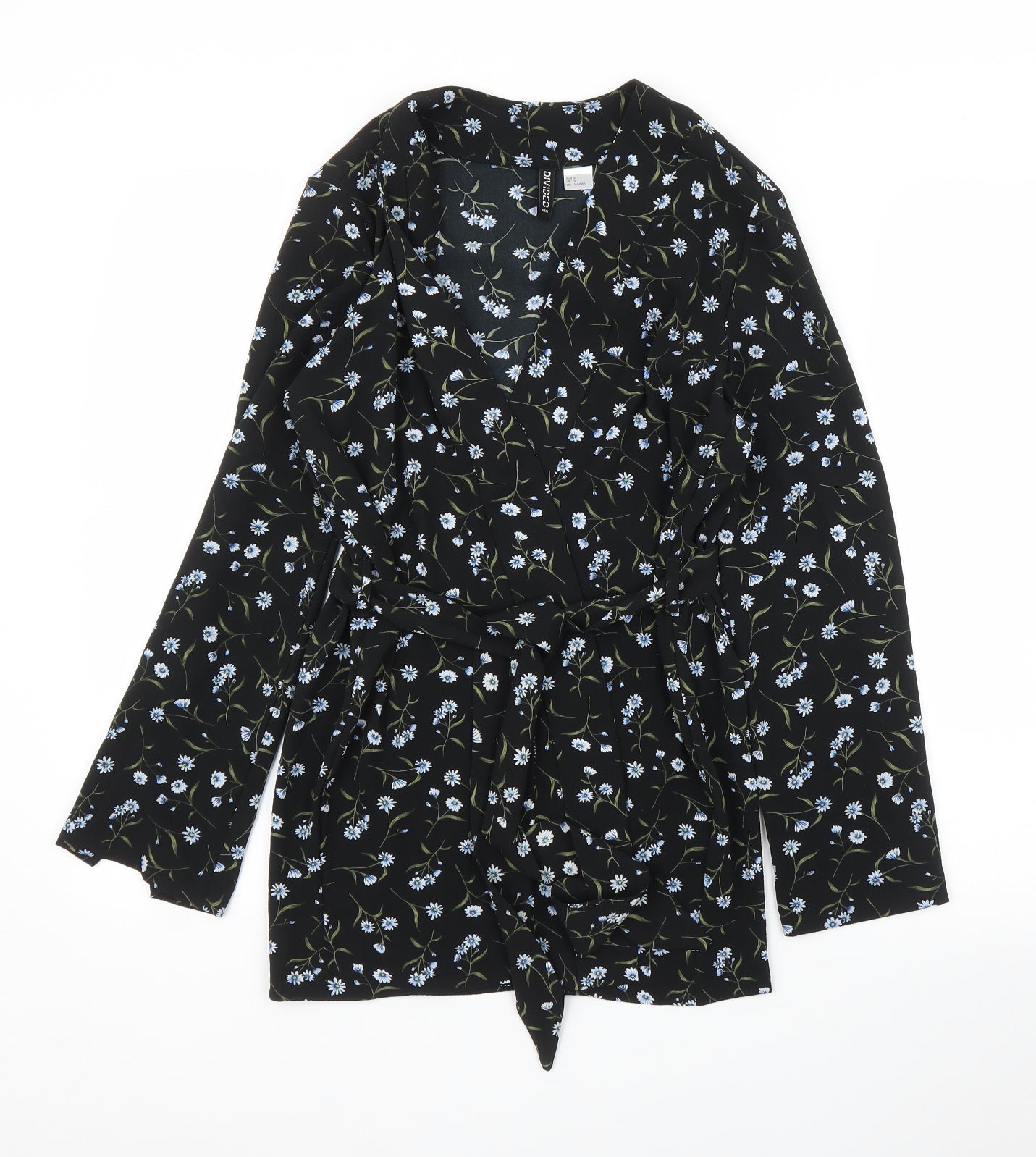 H&M Womens Black Floral  Kimono Blouse Size S