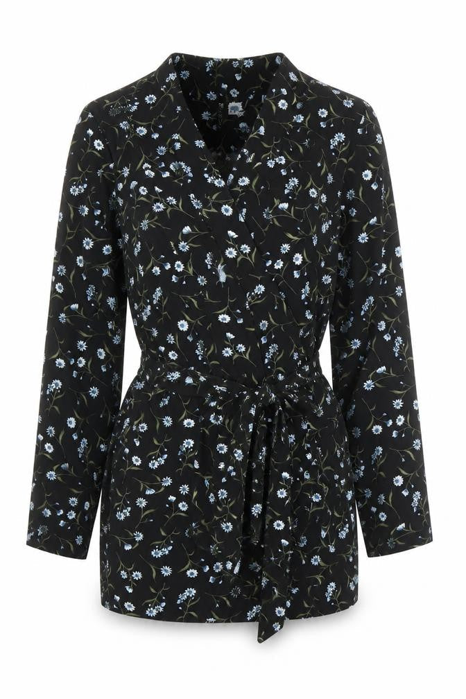 H&M Womens Black Floral  Kimono Blouse Size S