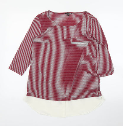 Warehouse Womens Red Striped  Basic Blouse Size 12
