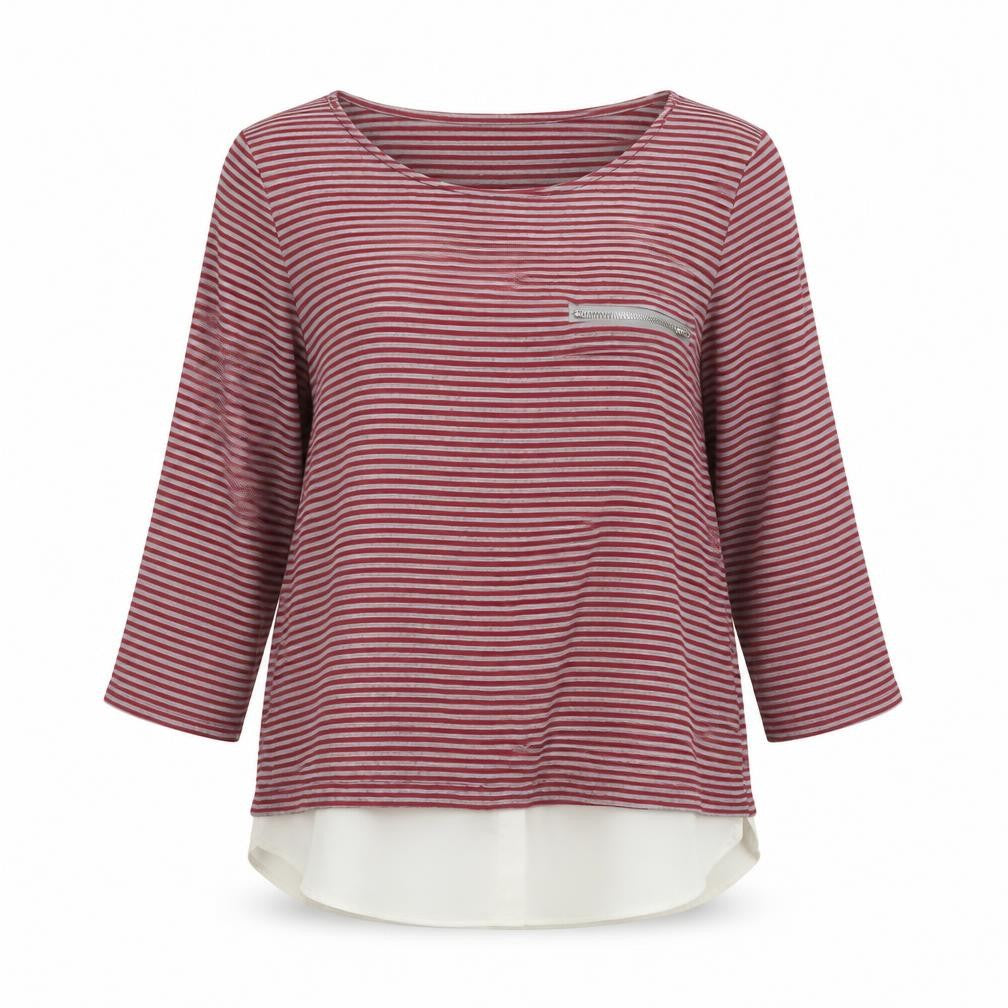 Warehouse Womens Red Striped  Basic Blouse Size 12