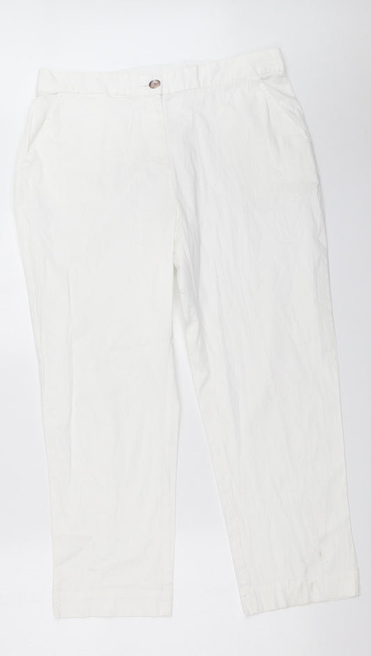 Adini Womens White   Trousers  Size L L26 in