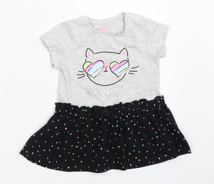 Additional front view of Cool Club girls’ grey fit & flare, size 9-12, months
