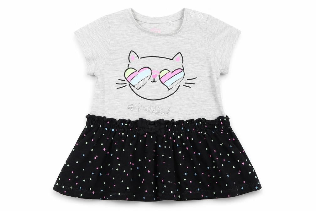 Front view of Cool Club girls’ grey fit & flare, size 9-12, months