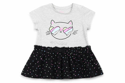 Front view of Cool Club girls’ grey fit & flare, size 9-12, months