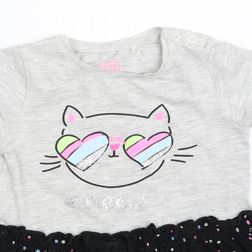 Close-up detail of Cool Club girls’ grey fit & flare, size 9-12, months