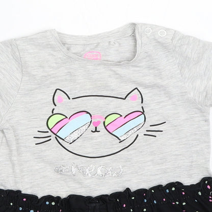 Close-up detail of Cool Club girls’ grey fit & flare, size 9-12, months