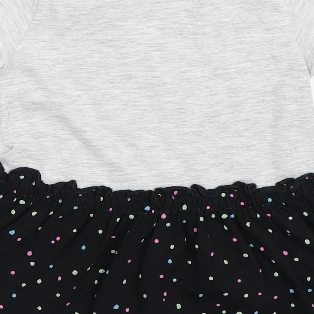 Brand and care label for Cool Club girls’ grey fit & flare, size 9-12, months