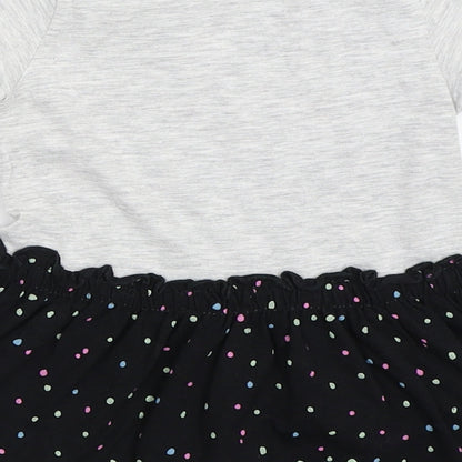 Brand and care label for Cool Club girls’ grey fit & flare, size 9-12, months