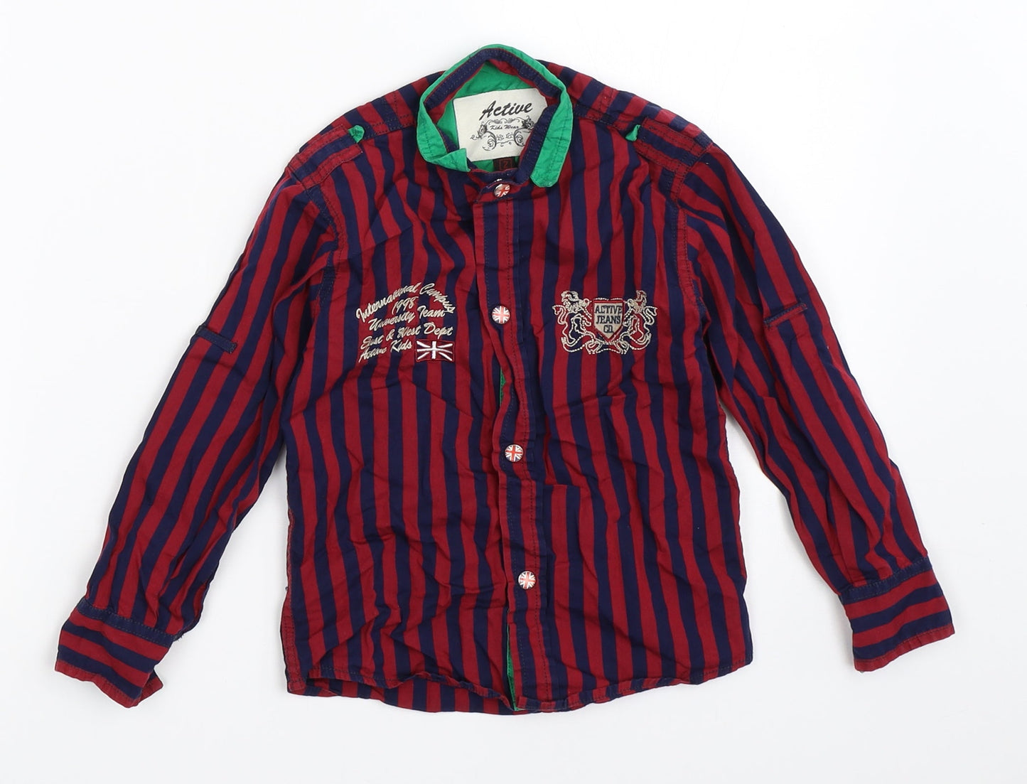 Active Boys Red Striped  Basic Button-Up Size 2 Years