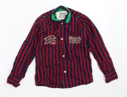 Active Boys Red Striped  Basic Button-Up Size 2 Years