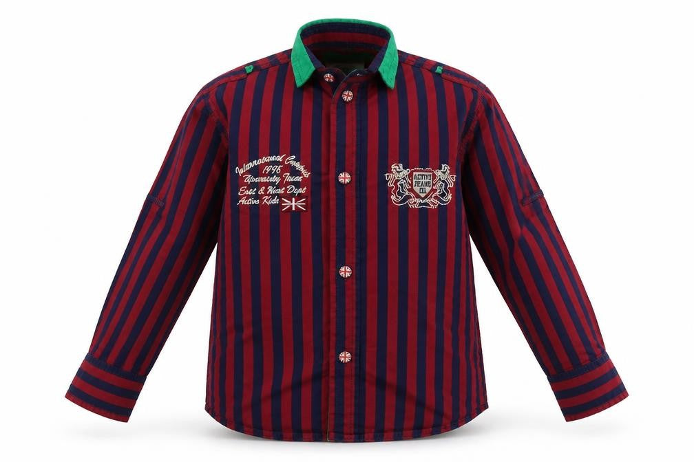 Active Boys Red Striped  Basic Button-Up Size 2 Years