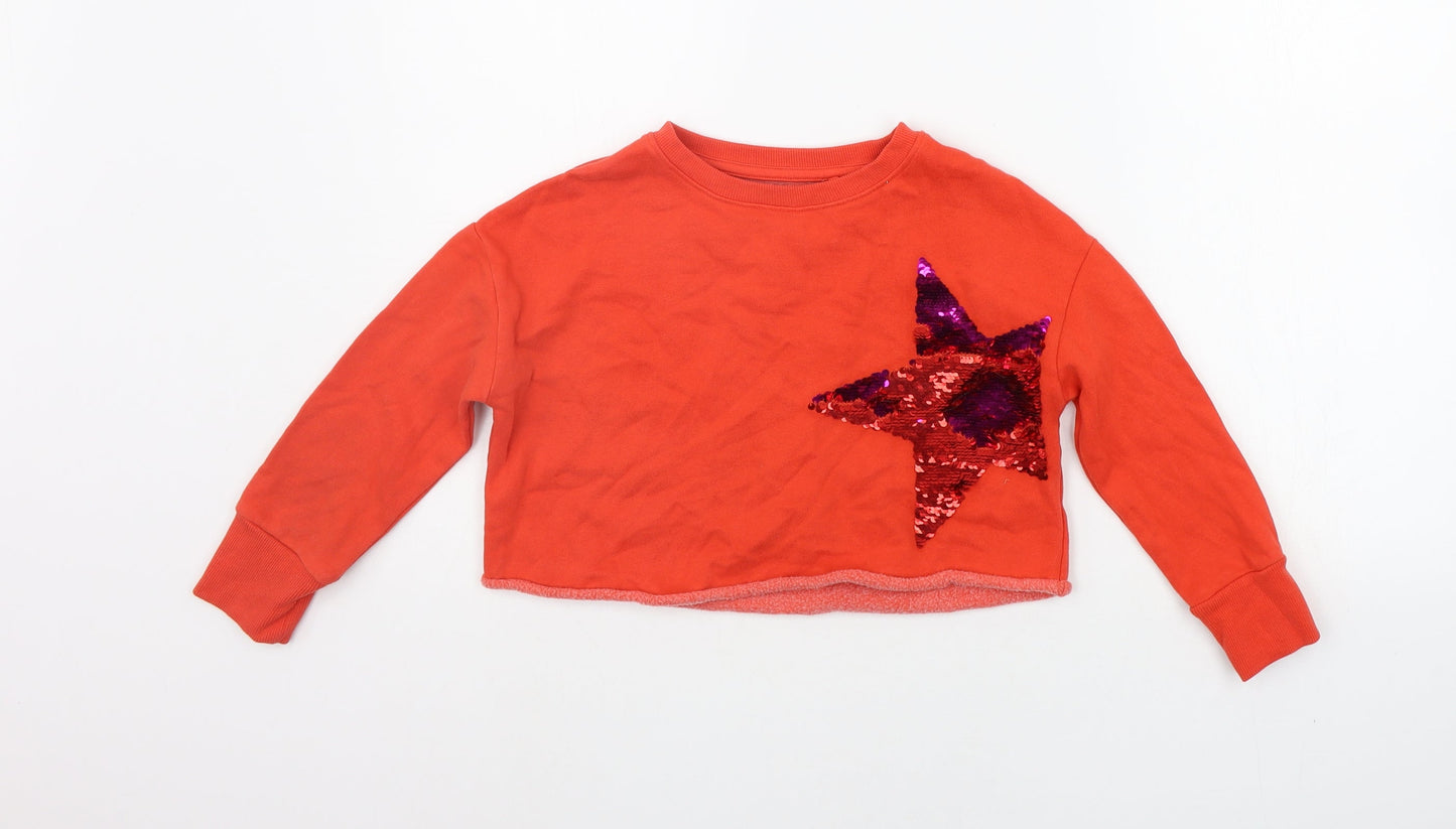 NEXT Girls Orange   Pullover Jumper Size 5 Years  - SEQUIN