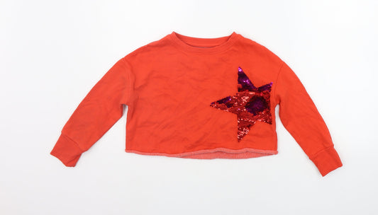NEXT Girls Orange   Pullover Jumper Size 5 Years  - SEQUIN