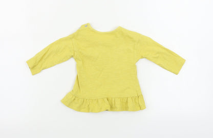 Back view of George girls’ yellow basic t-shirt, size 3-6, months