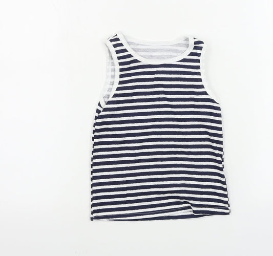 Primark  Girls White Striped  Basic T-Shirt Size 6-7 Years