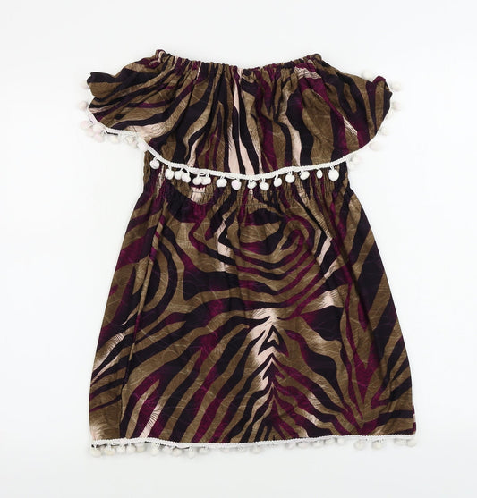 Preworn  Girls Brown Animal Print  A-Line  Size L