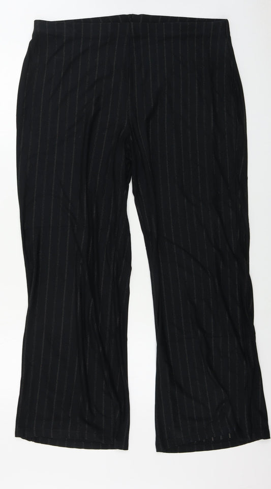 Marks and Spencer  Womens Black Striped  Trousers  Size 18 L28 in