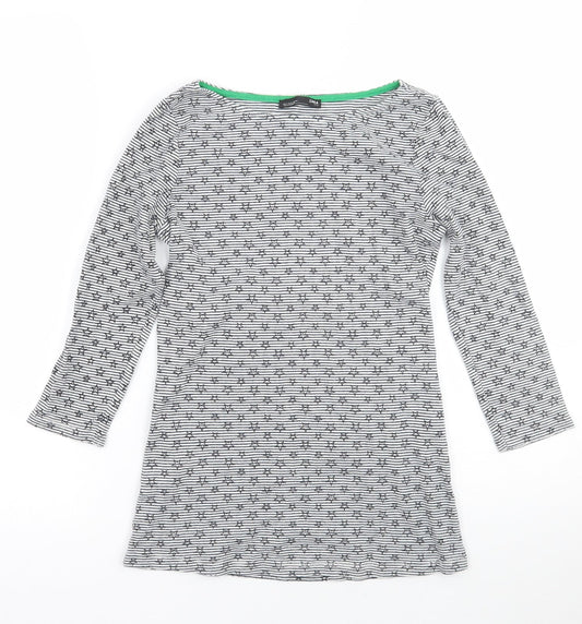 Zara Womens White Geometric  Basic T-Shirt Size S
