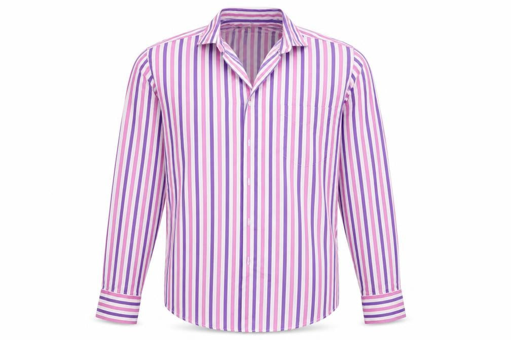 Oli Mens Pink Striped   Button-Up Size 16