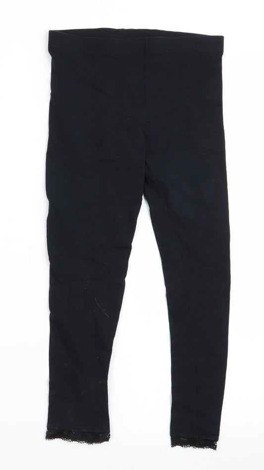 George Girls Black   Jegging Trousers Size 8-9 Years - Lace Hems