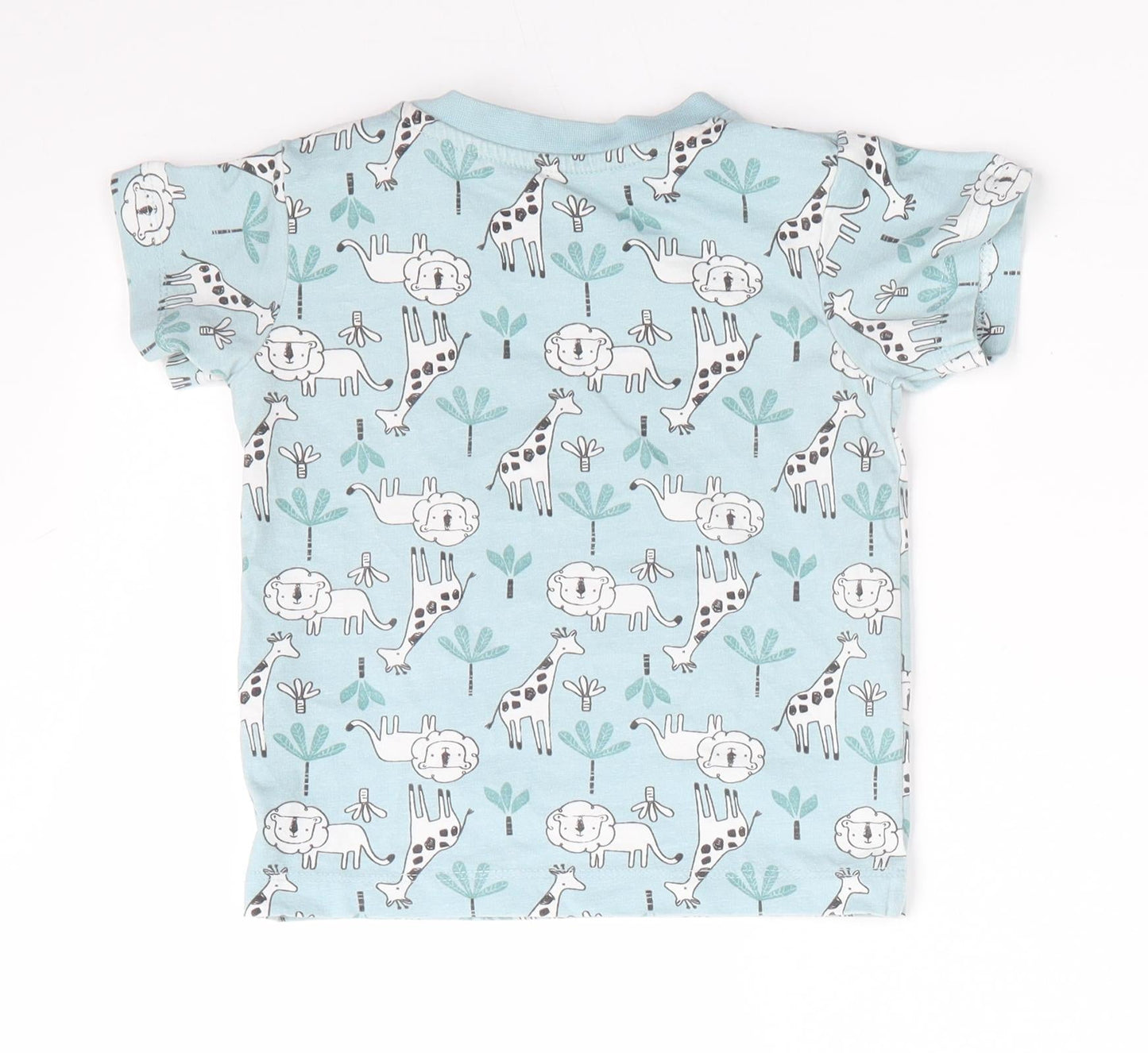 Matalan Boys Blue Animal Print  Basic T-Shirt Size 9-12 Months  - wild animals