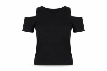 Select Womens Black   Basic T-Shirt Size 8  - shoulder slits