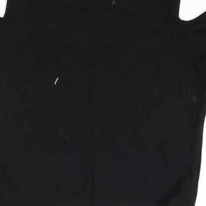 Select Womens Black   Basic T-Shirt Size 8  - shoulder slits