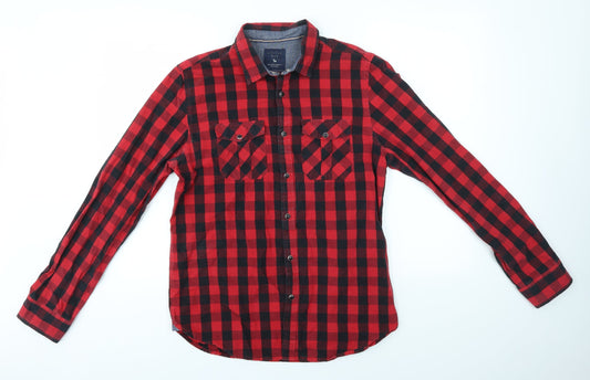 CACTUS MAN Mens Red Check   Button-Up Size M