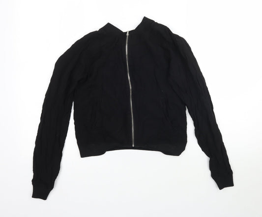 Select Womens Black   Full Zip Sweatshirt Size 6  - Bomber Jacket