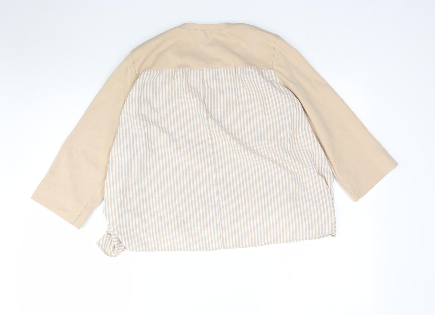 Namu Womens Beige Striped  Basic T-Shirt Size M