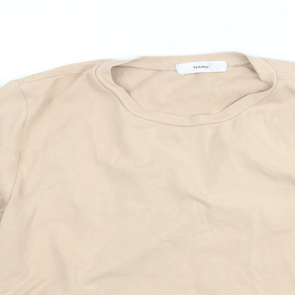 Preloved Namu Womens Beige Striped  Basic T-Shirt Size M - Detail