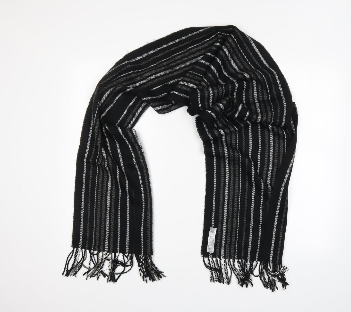 Sand Stome Mens Black Striped  Scarf  One Size