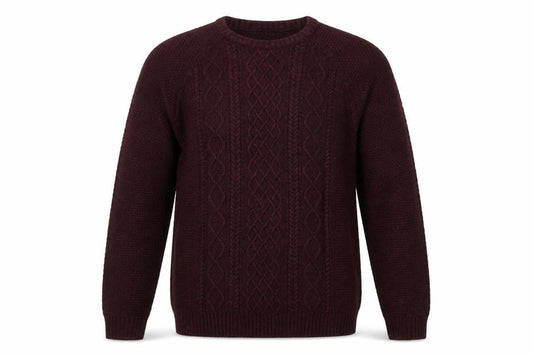 Front view of Easy men’s purple jumper, size L