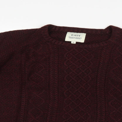 Close-up detail of Easy men’s purple jumper, size L