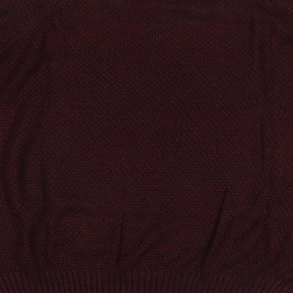 Brand and care label for Easy men’s purple jumper, size L