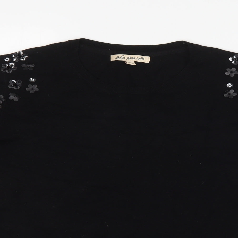 Belle vere note Womens Black   Pullover Jumper Size 16