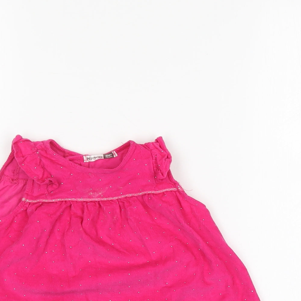 Pep & co Girls Pink Spotted  A-Line  Size 6-9 Months
