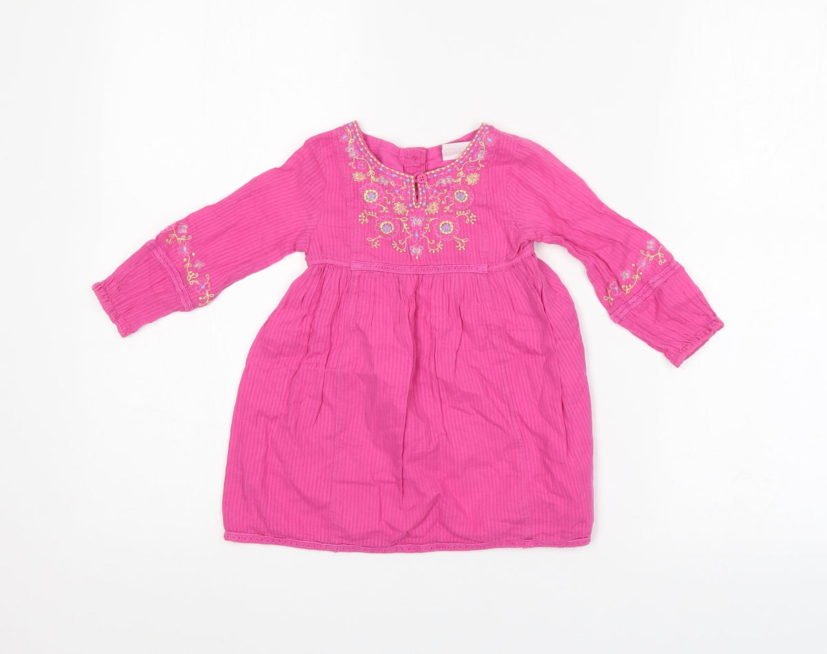 Additional front view of Butterfly girls’ pink floral shift, size 12-18, months