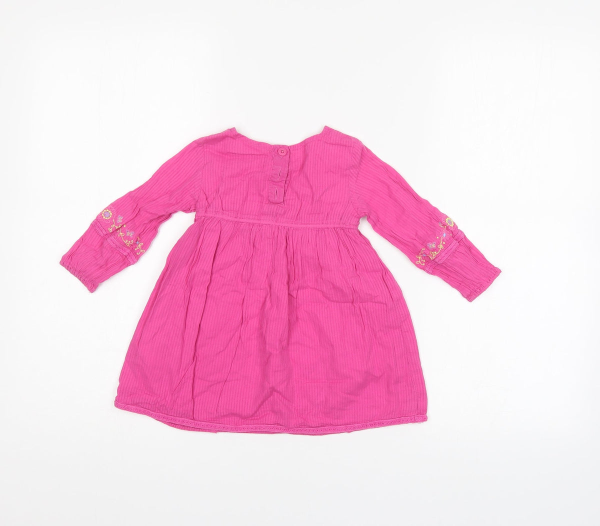 Back view of Butterfly girls’ pink floral shift, size 12-18, months