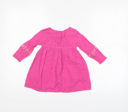 Back view of Butterfly girls’ pink floral shift, size 12-18, months