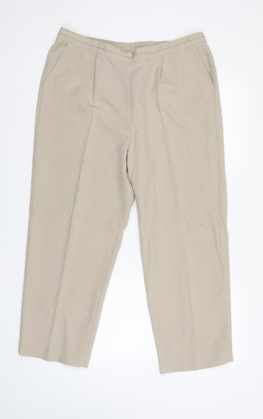 BM Womens Ivory   Trousers  Size 16 L25 in - Elastic Waist