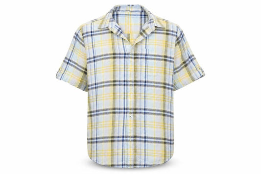 Easy Mens Yellow Check   Button-Up Size XL